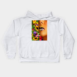 Lips in Multiflower Kids Hoodie